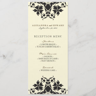 Decoratieve Postzegel Huwelijksreceptie Menu (zwar
