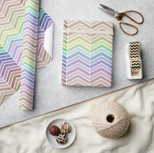Decoratieve regenboog en getextureerd Chevron Patt Cadeaupapier (Crafts)