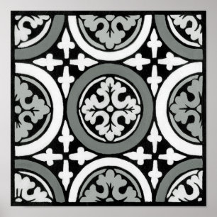 Decoratieve renaissance Rosette Tile Design Poster