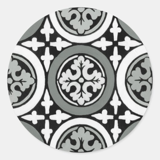 Decoratieve renaissance Rosette Tile Design Ronde Sticker (Voorkant)