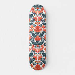 Decoratieve rode bloemen skateboard