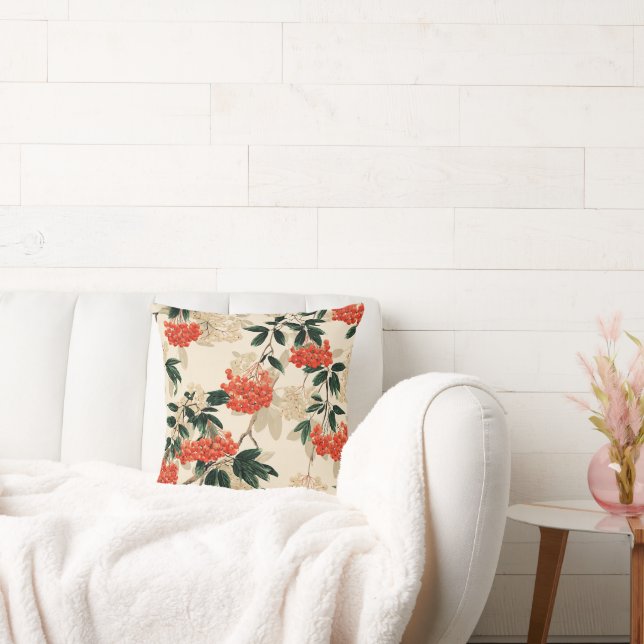 Decoratieve rode en witte bessen ontwerp kussen (Bank)