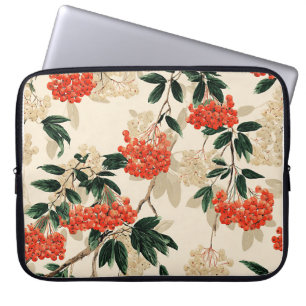 Decoratieve rode en witte bessen patroon laptop sleeve