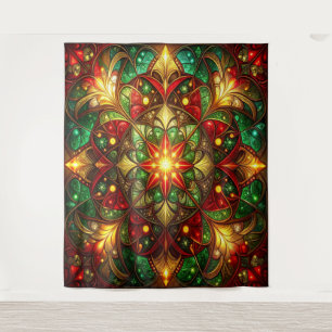 Decoratieve rode groene feestelijke achtergrond wandkleed