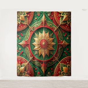 Decoratieve rode groene feestelijke achtergrond wandkleed