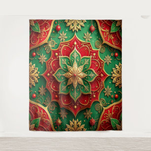 Decoratieve rode groene feestelijke achtergrond wandkleed