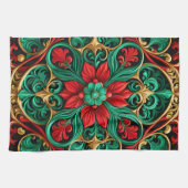 Decoratieve rode groene vakantie keukenhanddoek (Horizontaal)
