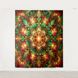Decoratieve Rood Groene Feestelijke Achtergrond Wandkleed