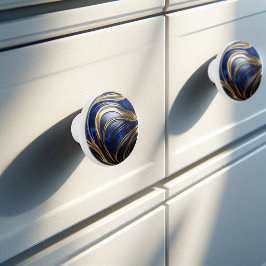 Decoratieve Royal Blue Gold Paint Wave Keramische Knop