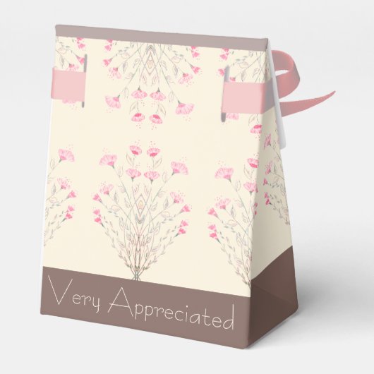 Decoratieve Roze en Crème met Bruin Bedankdoosjes (Achterkant)