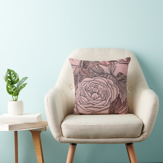 Decoratieve Rozen Blush Pink Kussen (Stoel)