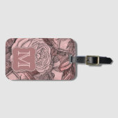 Decoratieve Rozen Blush Pink Monogram Bagagelabel (Voorkant (horizontaal))