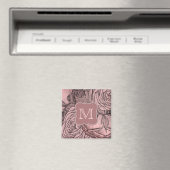 Decoratieve Rozen Blush Pink Monogram Magneet (Insitu (Vaatwasser))