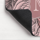 Decoratieve Rozen Blush Pink Monogram Muismat (Hoek)