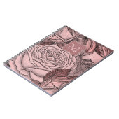 Decoratieve Rozen Blush Pink Monogram Notitieboek (Linkerzijde)