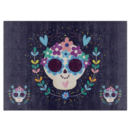 Decoratieve schedels snijplank (Voorkant)