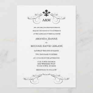 Decoratieve scroller Fleur de Lis Wedding (grijs) Kaart