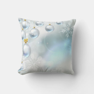 Decoratieve Sneeuw Blauwe & Gouden Bal Prettig Ker Kussen