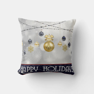 Decoratieve Sneeuw Blauwe & Witte Bal Prettig Kers Kussen