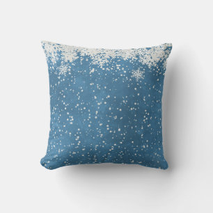 Decoratieve Sneeuw Blauwe & Witte Bal Prettig Kers Kussen