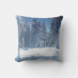 Decoratieve Sneeuw Blauwe & Witte Bal Prettig Kers Kussen