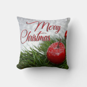 Decoratieve Sneeuw Blauwe & Witte Bal Prettig Kers Kussen