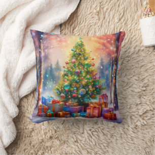 Decoratieve Sneeuw Blauwe & Witte Bal Prettig Kers Kussen