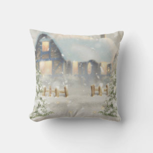 Decoratieve Sneeuw Blauwe & Witte Bal Prettig Kers Kussen