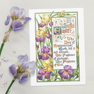 decoratieve Snijtekst met Irises Feestdagenkaart