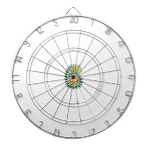 Decoratieve stijl, donkerblauw groen, wattenstel dartbord