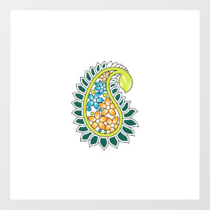 Decoratieve stijl, donkerblauw groen, wattenstel raamsticker