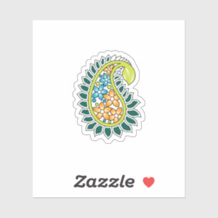 Decoratieve stijl, donkerblauw groen, wattenstel sticker