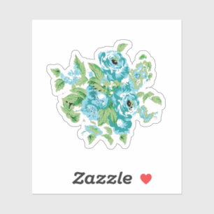 Decoratieve stijl, Mint Cream, Vormt blauw, Blauwg Sticker