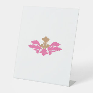 Decoratieve stijl, warm roze, Antiek messing Reclamebord Met Voetstuk
