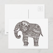 Decoratieve stijlolifant briefkaart (Voorkant / Achterkant)