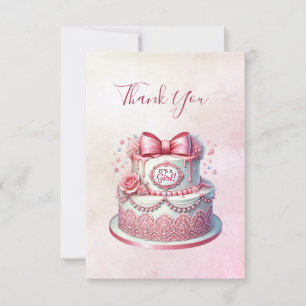 Decoratieve taart roze boog dank u kaart