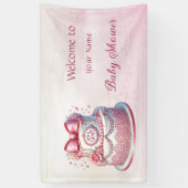 Decoratieve taart Roze strik Baby shower Spandoek (Verticaal)