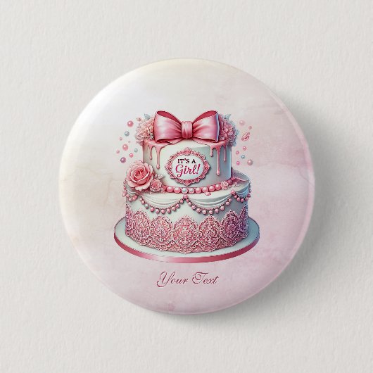 Decoratieve taart Roze strik Button (Voorkant)