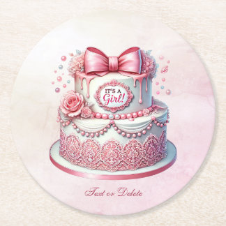 Decoratieve taart Roze strik papier Onderzetter