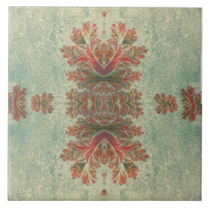 Decoratieve Tegel Duo: Groen en Reddish-Brow Tegeltje