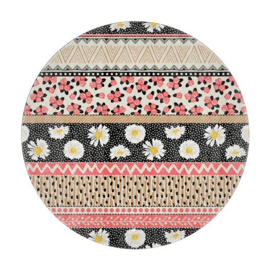 Decoratieve Tegels: Patchwork bloempatroon Snijplank (Voorkant)