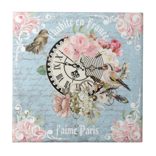 Decoratieve trendy Franse letters Floral Tegeltje