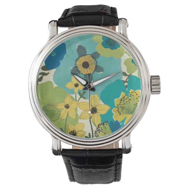 Decoratieve tuinbloemen horloge (Voorkant)
