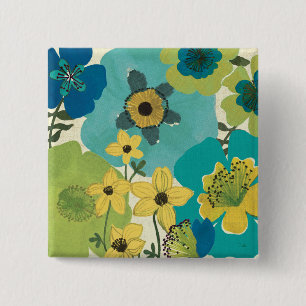 Decoratieve tuinbloemen vierkante button 5,1 cm