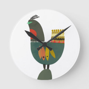 Decoratieve uurwerken met gekleurd vogelpatroon ronde klok
