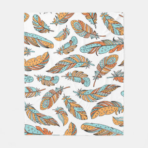 Decoratieve veren: met de hand getekende  kunst fleece deken