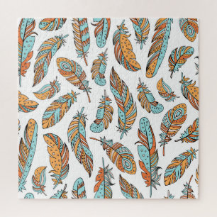 Decoratieve veren: met de hand getekende  kunst legpuzzel