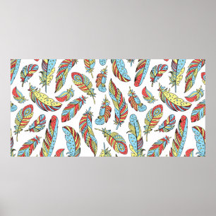 Decoratieve veren naadloos patroon. Handtekening v Poster