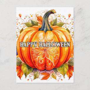 Decoratieve vers geoogste Halloween pompoen Briefkaart