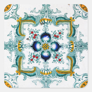 decoratieve Victoriaans Art Nouveau Tegel Vierkante Sticker